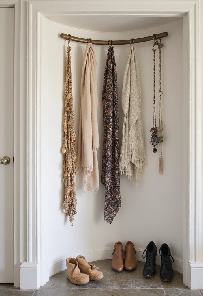 10 Curtain Rod Decor Ideas for Simple Stylish Accents - 10. Smart Storage with Curtain Rods