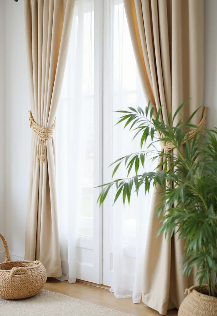 10 Curtain Ties Ideas for Neat Functional Finishing - 4. Bamboo Sticks