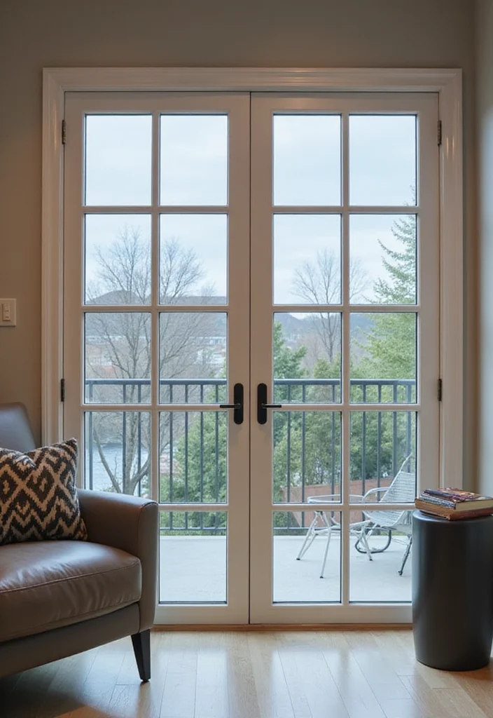 10 French Door Curtain Ideas for Privacy and Light Balance - 9. Reflective Window Films