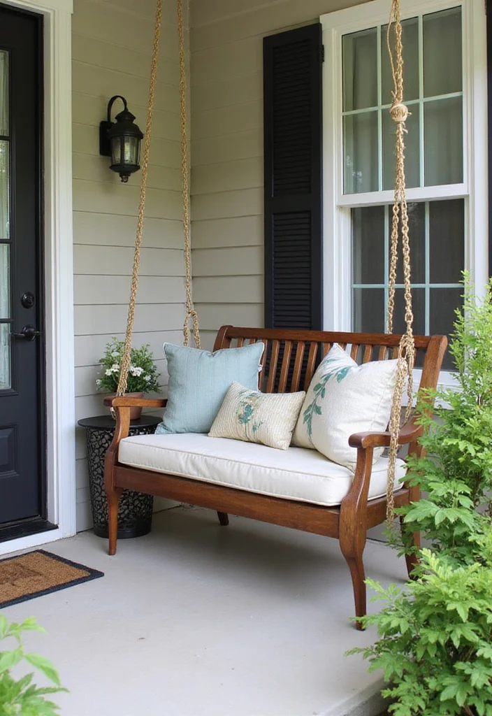 10 Front Porch Extension Ideas for Added Space and Function - 4. Hang a Swing Chair