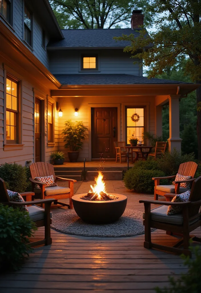 10 Front Porch Extension Ideas for Added Space and Function - 7. Install a Fire Pit