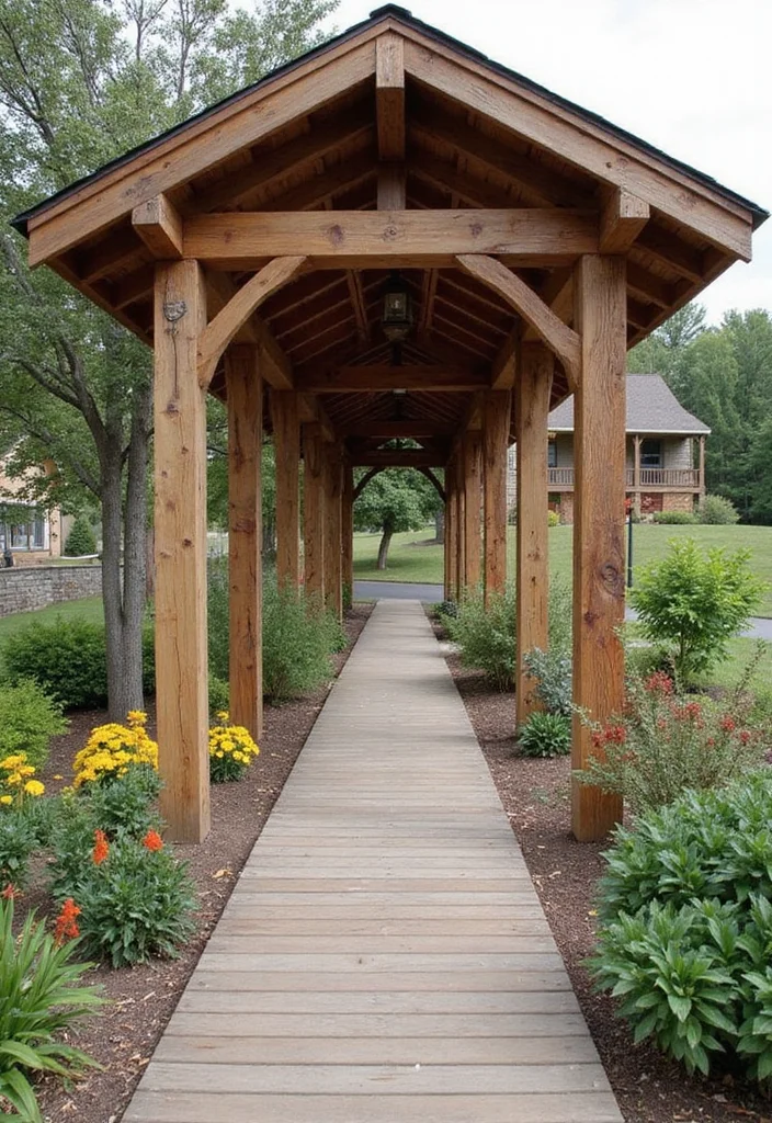 10 Front Porch Walkway Ideas for Smooth Attractive Access - 2. Reclaimed Wood Boards