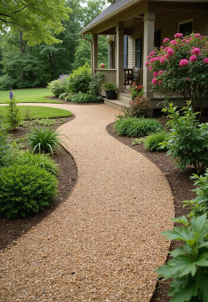 10 Front Porch Walkway Ideas for Smooth Attractive Access - 5. Bark Mulch Pathway