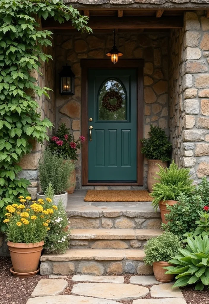 10 Front Porch With Steps Ideas for Better Entry Appeal - 3. Nature-Inspired Decor