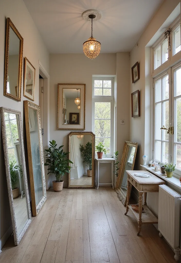 10 Hall Wall Decor Ideas for a Welcoming Pathway - 3. Vintage Mirrors