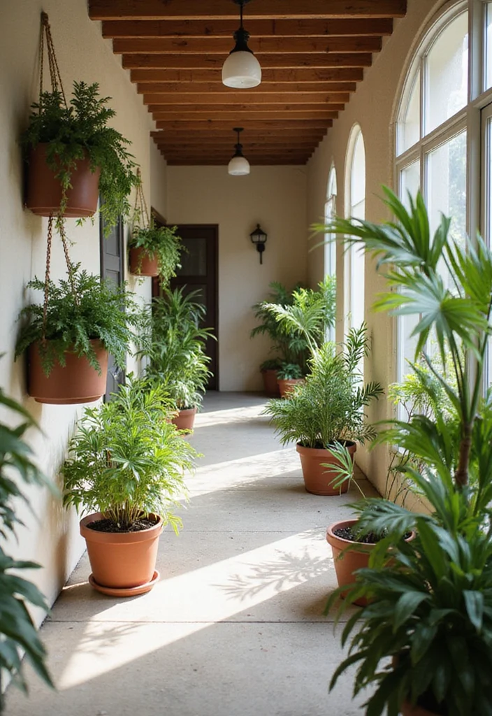 10 Hall Wall Decor Ideas for a Welcoming Pathway - 5. Potted Plants