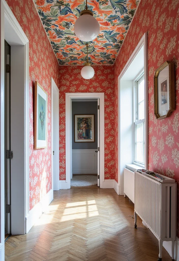 10 Hall Wall Decor Ideas for a Welcoming Pathway - 7. Statement Wallpaper