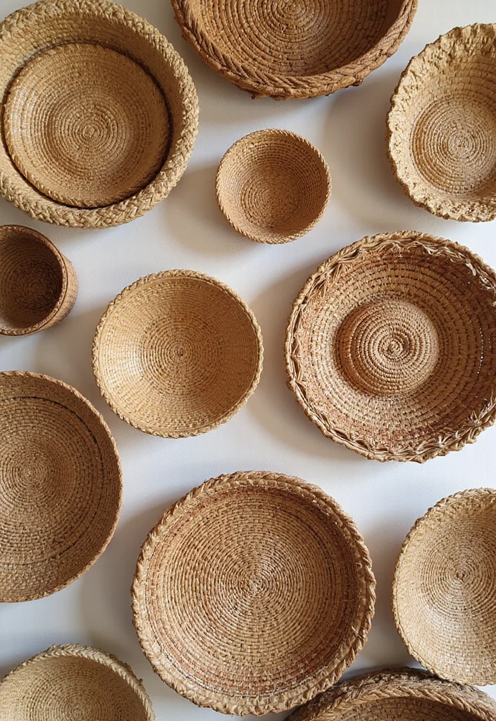 10 Hanging Wall Decor Ideas for Height and Interest - 2. Woven Baskets