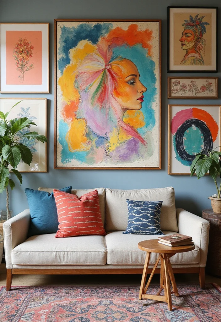 10 Hanging Wall Decor Ideas for Height and Interest - 4. Statement Art Pieces