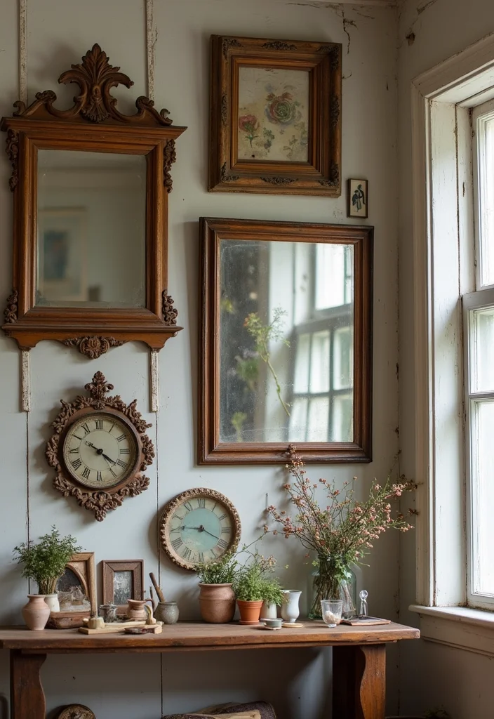 10 Hanging Wall Decor Ideas for Height and Interest - 9. Vintage Finds Gallery
