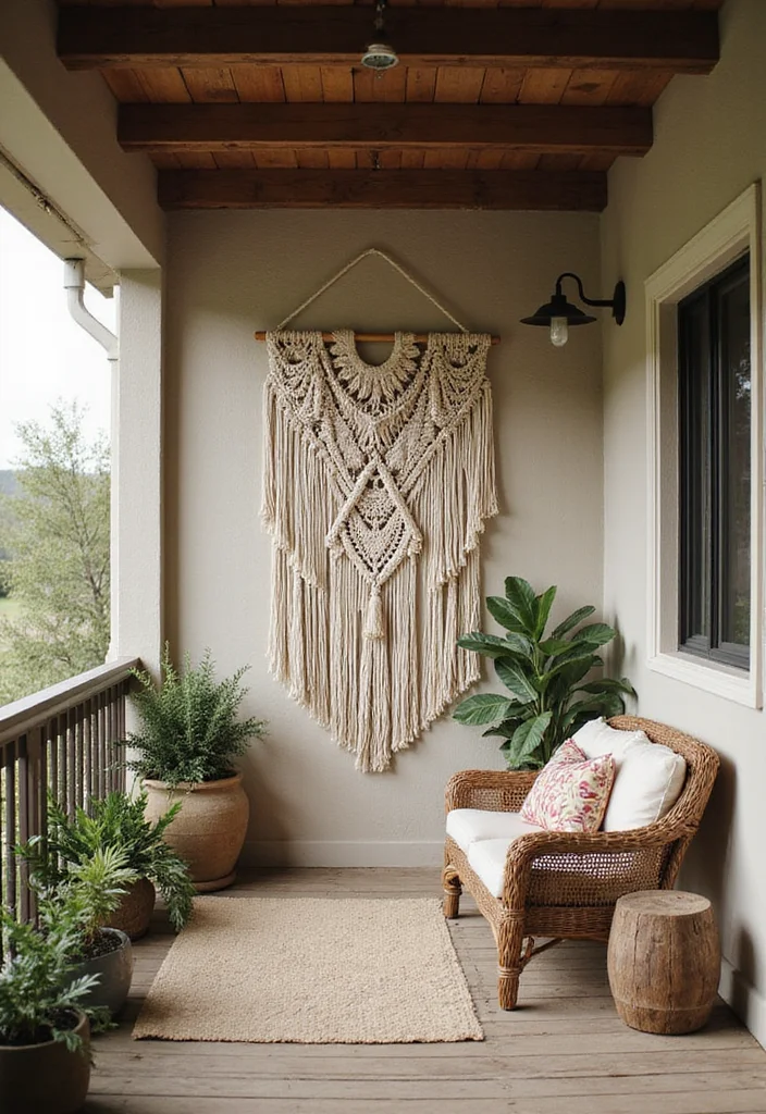 10 Porch Wall Decor Ideas for Inviting Outdoor Style 23 10 Porch Wall Decor Ideas for Inviting Outdoor Style - 3. Macramé Wall Hangings