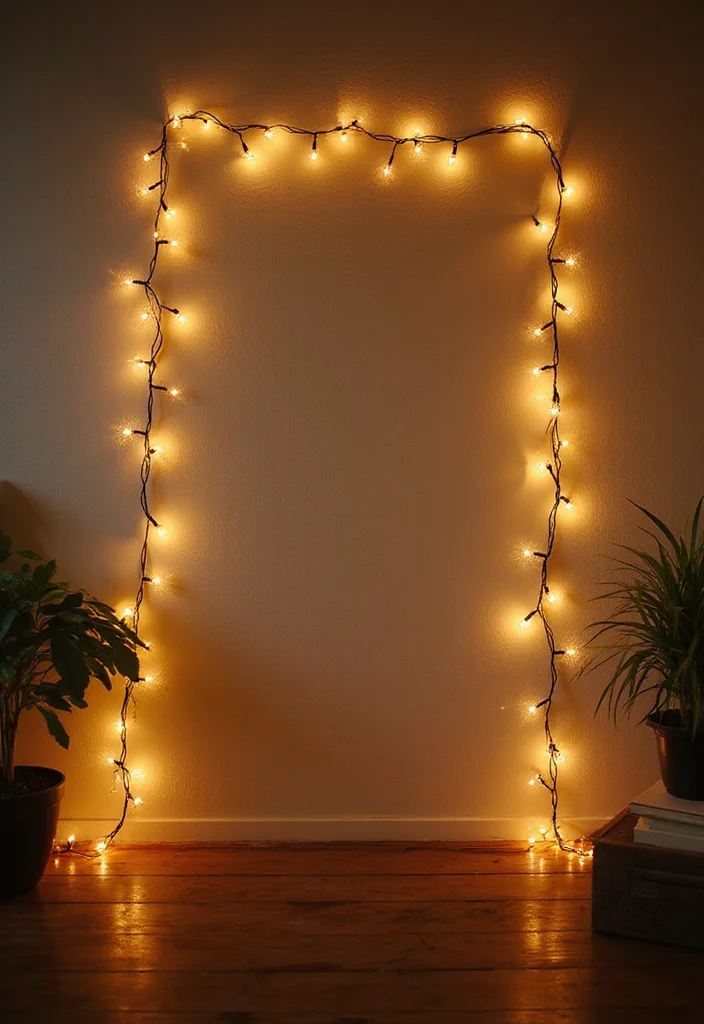 10 Small Wall Decor Ideas for Compact Stylish Accents - 9. String Lights as Charming Accents