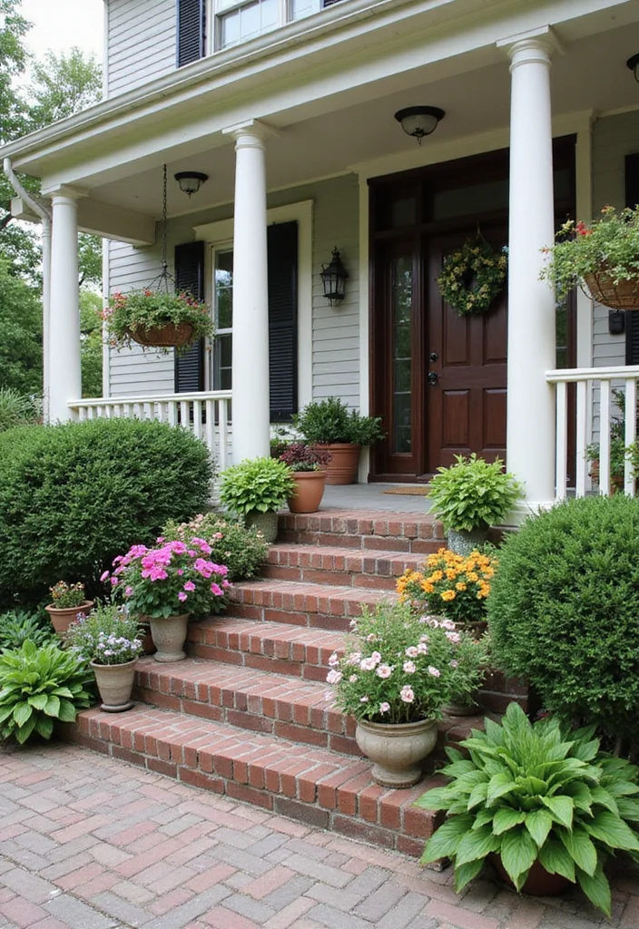 10 Split Level Front Porch Ideas for Structured Entry Design - 1. Multi-Tiered Planting Boxes