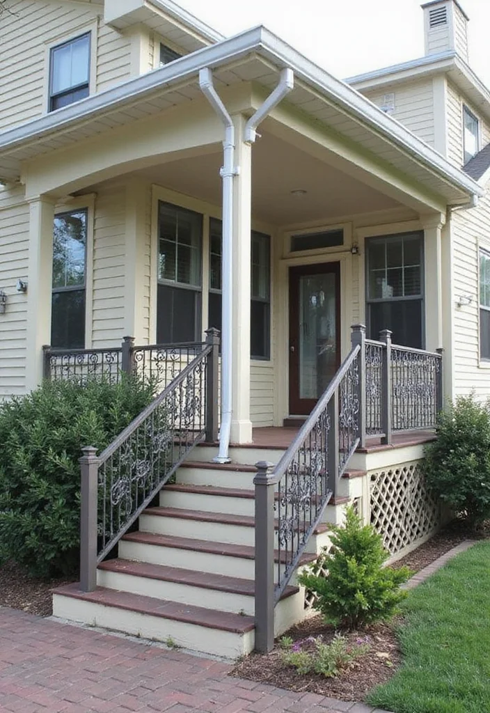 10 Split Level Front Porch Ideas for Structured Entry Design - 3. Decorative Railing Styles