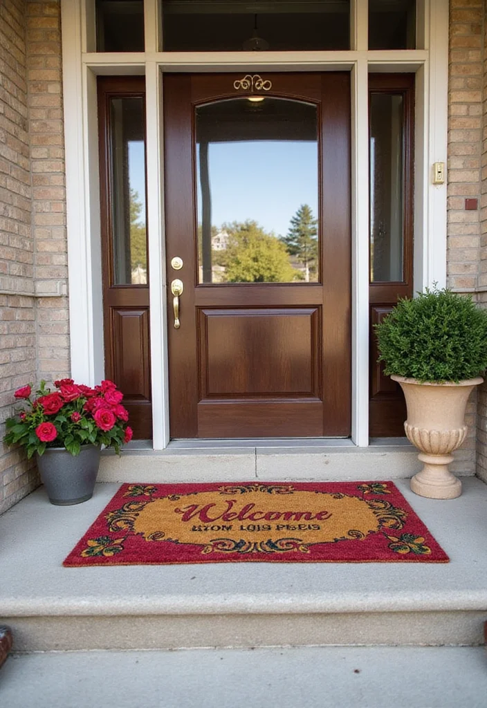 10 Split Level Front Porch Ideas for Structured Entry Design - 4. Welcoming Entry Mat