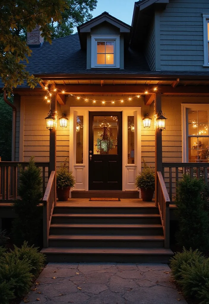 10 Split Level Front Porch Ideas for Structured Entry Design - 6. Outdoor Lighting Fixtures