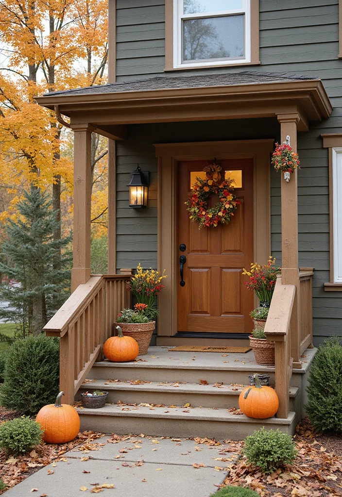 10 Split Level Front Porch Ideas for Structured Entry Design - 8. Seasonal Decor Themes