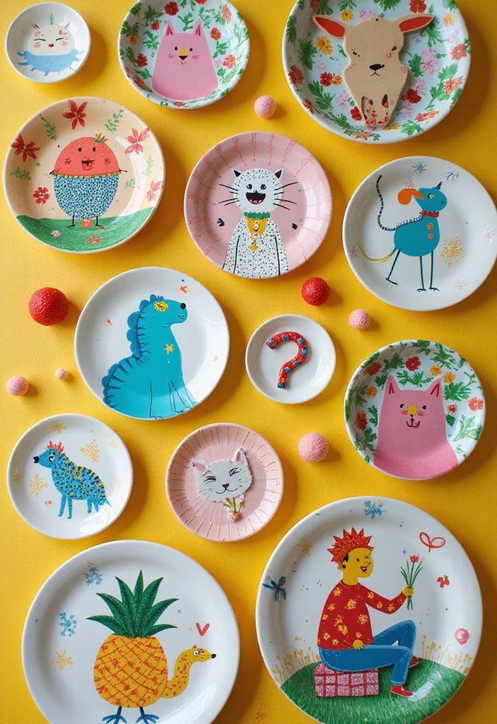 10 Wall Plate Decor Ideas for Artistic Arrangements - 10. Whimsical Plate Art