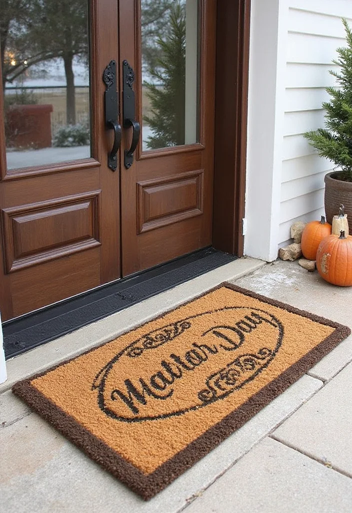 10 Winter Front Porch Ideas for Cozy Seasonal Charm - 10. Layered Doormats