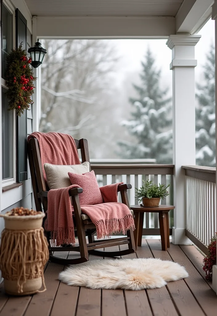 10 Winter Front Porch Ideas for Cozy Seasonal Charm - 2. Cozy Seating Nook