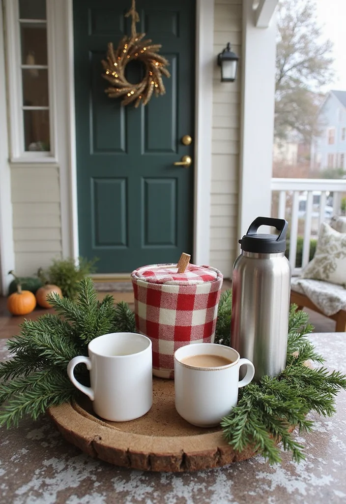 10 Winter Front Porch Ideas for Cozy Seasonal Charm - 9. Hot Drink Station