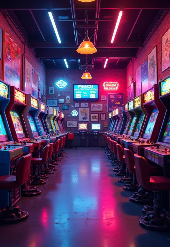 12 Basement Rec Room Ideas for Fun Family Activities - 10. Retro Arcade Theme