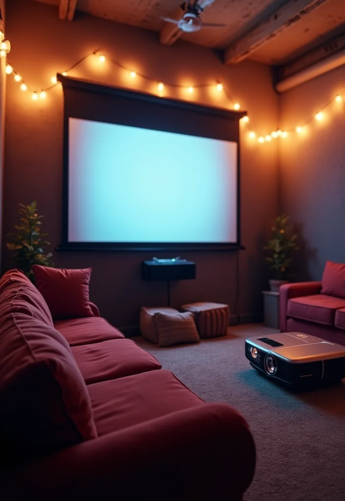 12 Basement Rec Room Ideas for Fun Family Activities - 2. Movie Marathon Corner
