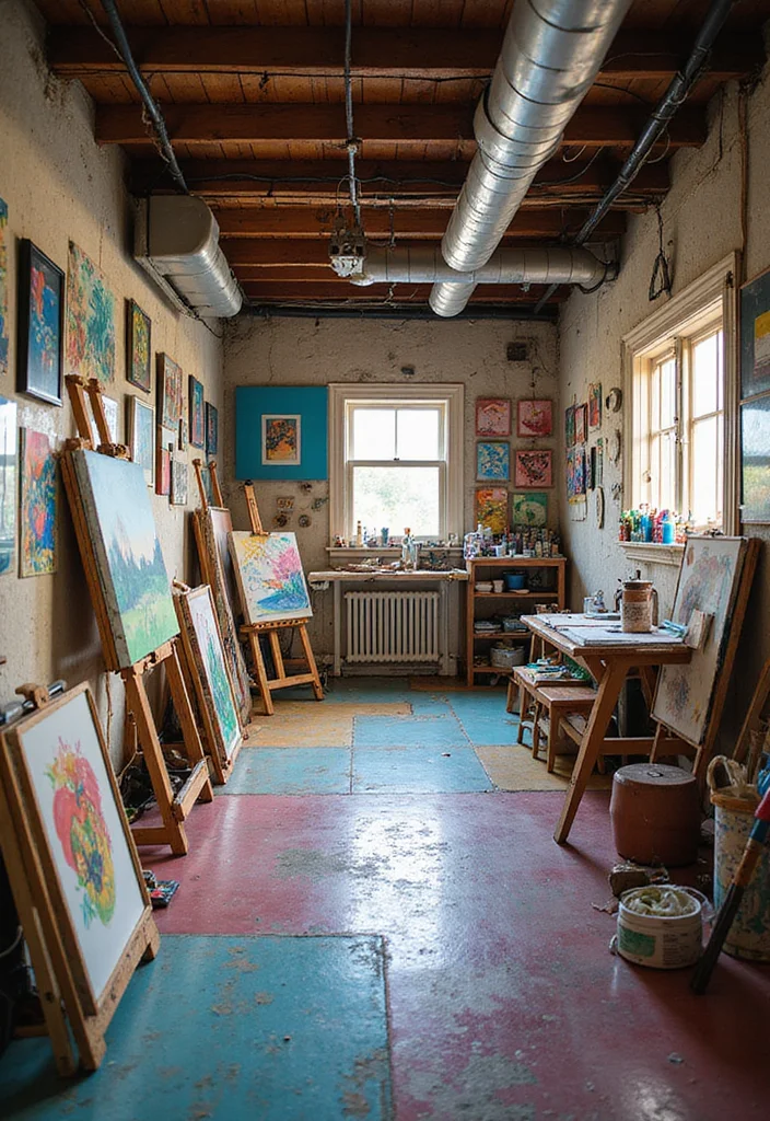 12 Basement Studio Ideas for Creative Productive Space - 2. Artistic Haven