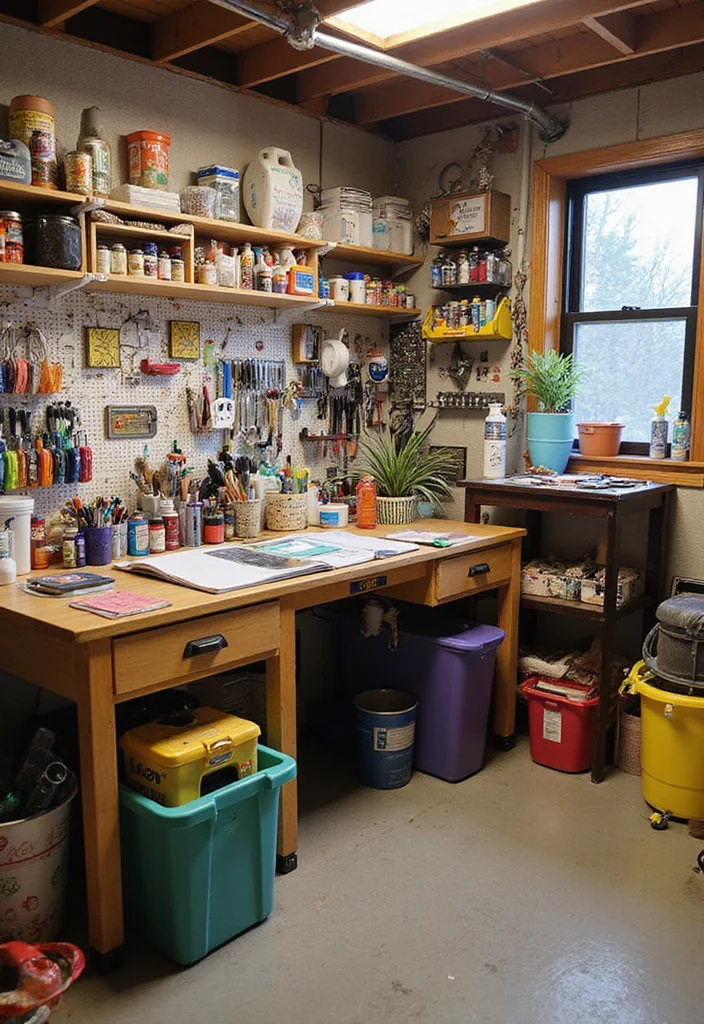 12 Basement Studio Ideas for Creative Productive Space - 4. Crafting Corner