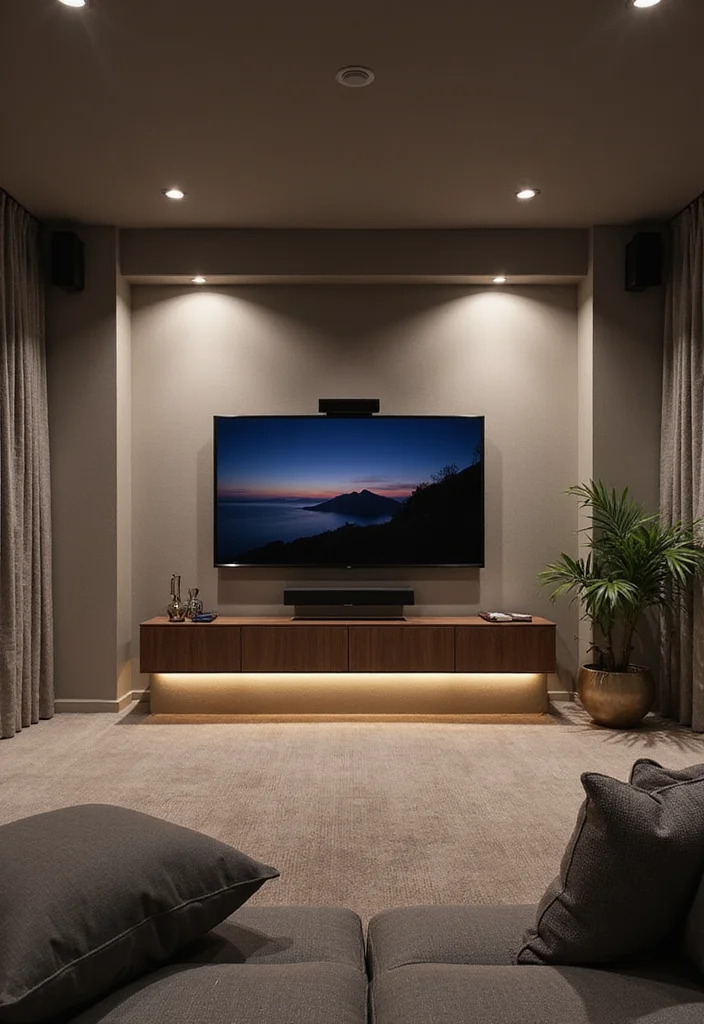 12 Basement TV Wall Ideas for Sleek Organized Viewing - 12. Smart Home Integration