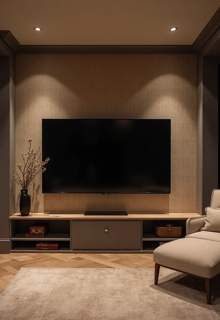 12 Basement TV Wall Ideas for Sleek Organized Viewing - 5. Textured Wallpaper Backdrops
