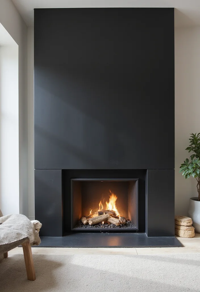12 Black Fireplace Ideas for Bold Modern Drama - 11. Black Fireplace with Glass Surround