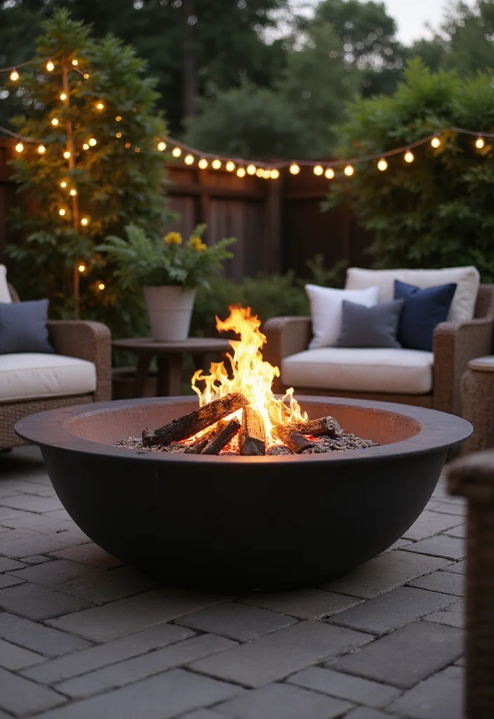 12 Black Fireplace Ideas for Bold Modern Drama - 12. Black Firepit in the Garden