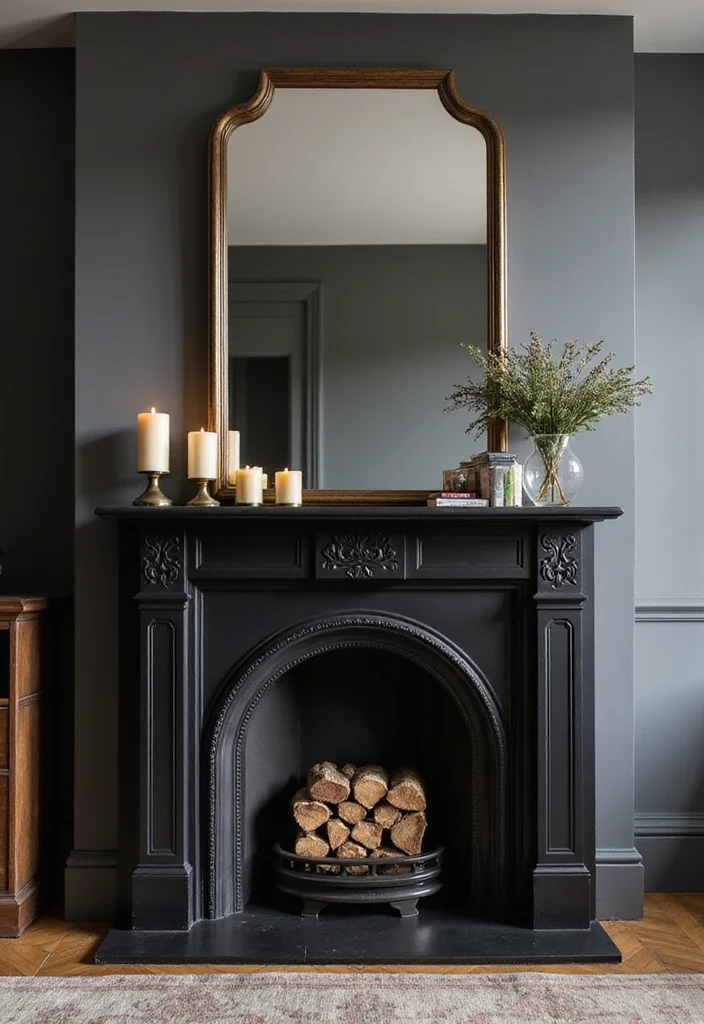 12 Black Fireplace Ideas for Bold Modern Drama - 2. Bold Black Mantelpiece