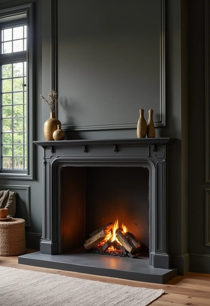 12 Black Fireplace Ideas for Bold Modern Drama - 4. Black Frame Fireplace