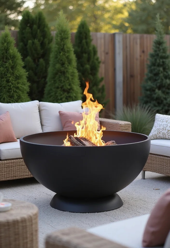 12 Black Fireplace Ideas for Bold Modern Drama - 7. Modern Black Fire Bowl