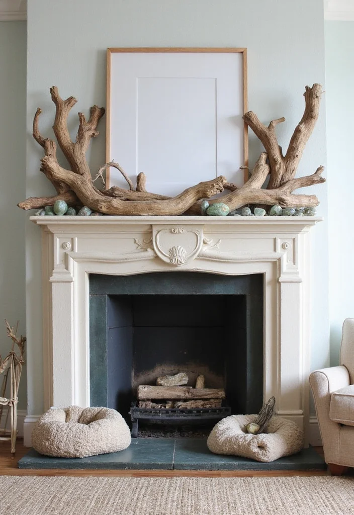 12 Coastal Fireplace Ideas for Breezy Relaxed Style - 1. Driftwood Charm