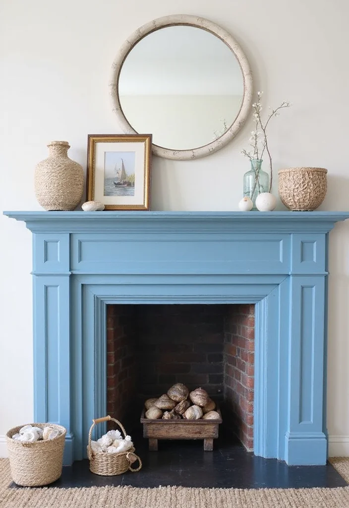 12 Coastal Fireplace Ideas for Breezy Relaxed Style - 2. Nautical Blue Hues