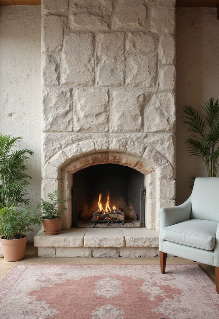 12 Coastal Fireplace Ideas for Breezy Relaxed Style - 4. Textured Stone Surround