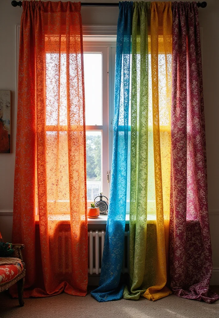 12 Curtain Drapes Ideas for Soft Flowing Texture - 9. Upcycled Fabric Fun