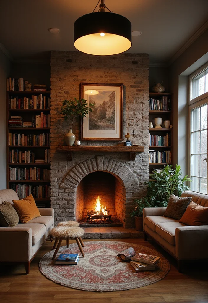 12 Fireplace Basement Ideas for Warm Inviting Spaces - 12. Cozy Reading Corner