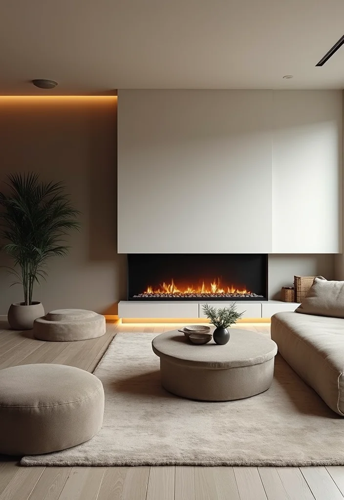 12 Fireplace Basement Ideas for Warm Inviting Spaces - 2. Modern Minimalist Design