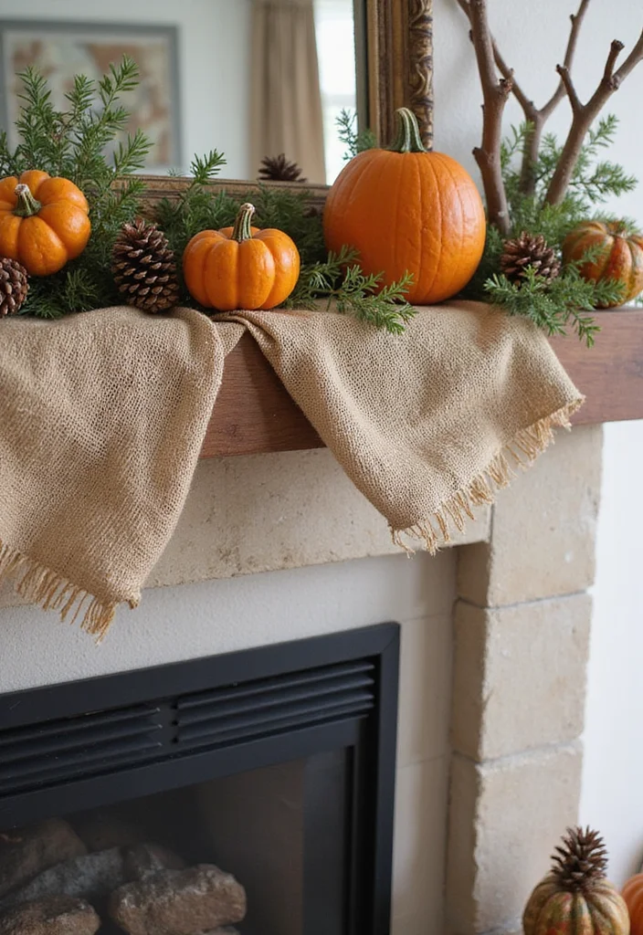 12 Fireplace Fall Decorating Ideas for Warm Seasonal Charm - 1. Nature-Inspired Mantel Displays