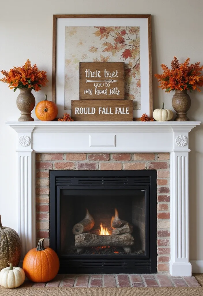 12 Fireplace Fall Decorating Ideas for Warm Seasonal Charm - 11. Seasonal Signage