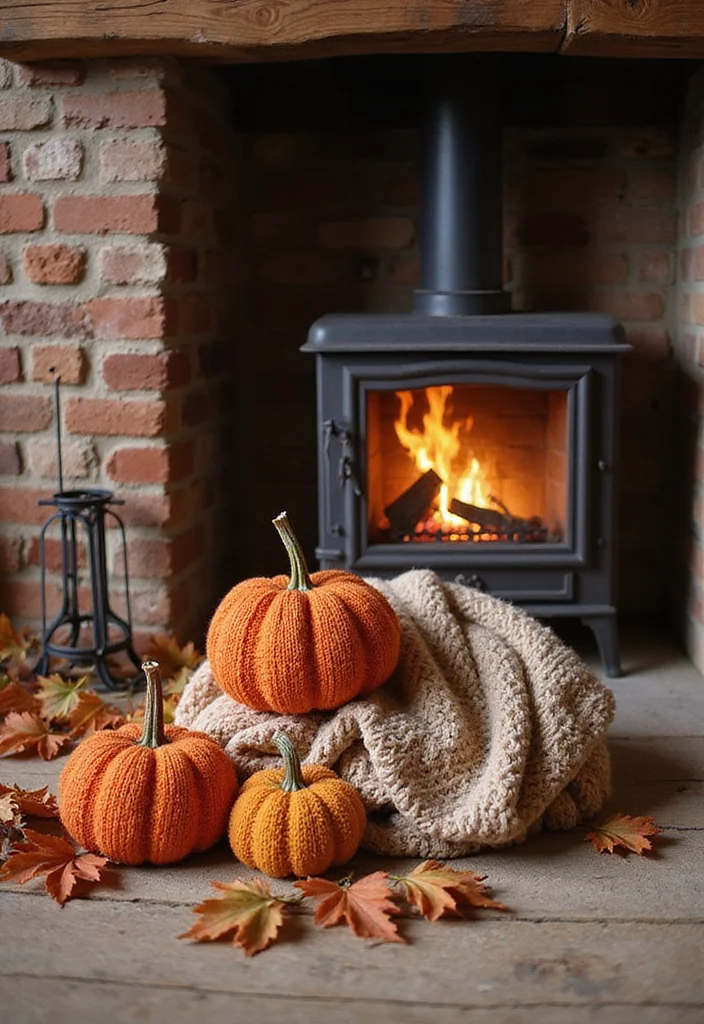 12 Fireplace Fall Decorating Ideas for Warm Seasonal Charm - 2. Cozy Knit Accents