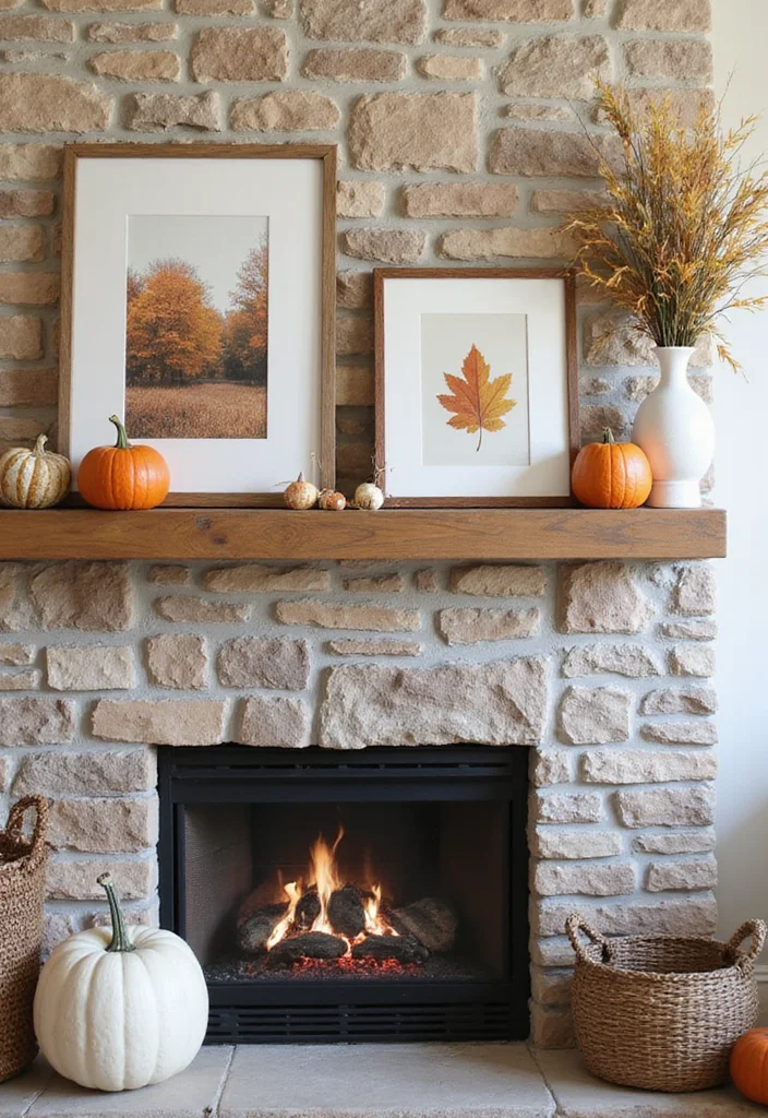 12 Fireplace Fall Decorating Ideas for Warm Seasonal Charm - 4. Seasonal Artwork