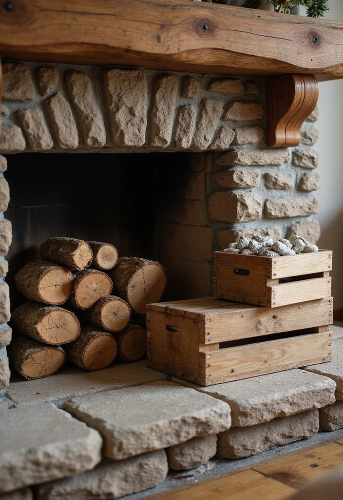 12 Fireplace Fall Decorating Ideas for Warm Seasonal Charm - 6. Rustic Wooden Accents