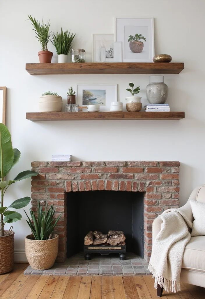 12 Fireplace Shelving Ideas for Functional Attractive Storage - 1. Floating Shelves for a Sleek Look