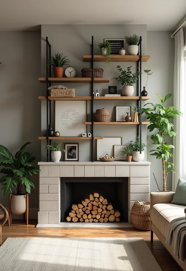12 Fireplace Shelving Ideas for Functional Attractive Storage - 10. Customizable Modular Shelving