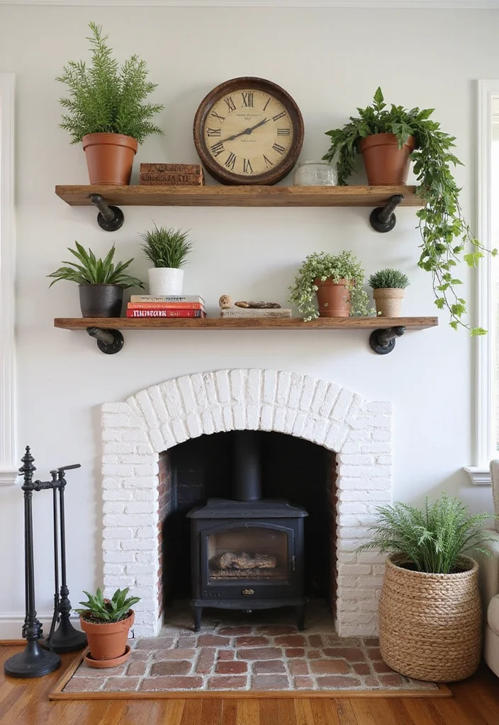 12 Fireplace Shelving Ideas for Functional Attractive Storage - 2. Industrial Pipe Shelving